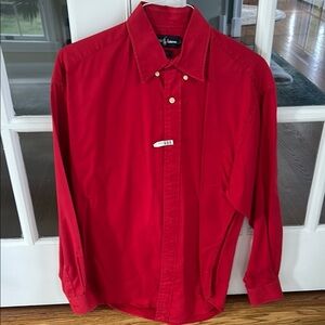Lands' End Red Casual Button Down Shirt Classic Collar🌿